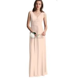 Bill Levkoff cream pleated maxi dress